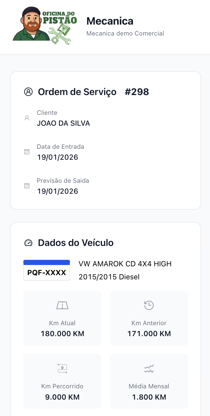 Versão Mobile do App Agilizer para aprovação de orçamentos mecânicos